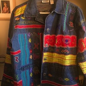 Chico’s Jean jacket beautifully appointed appliqué